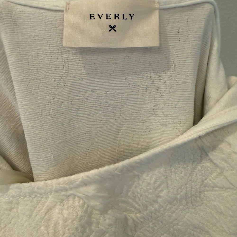 Everly White Floral Jacquard Sleeveless Fit & Flare Dress Cut-Out Back Size S - Picture 3 of 8